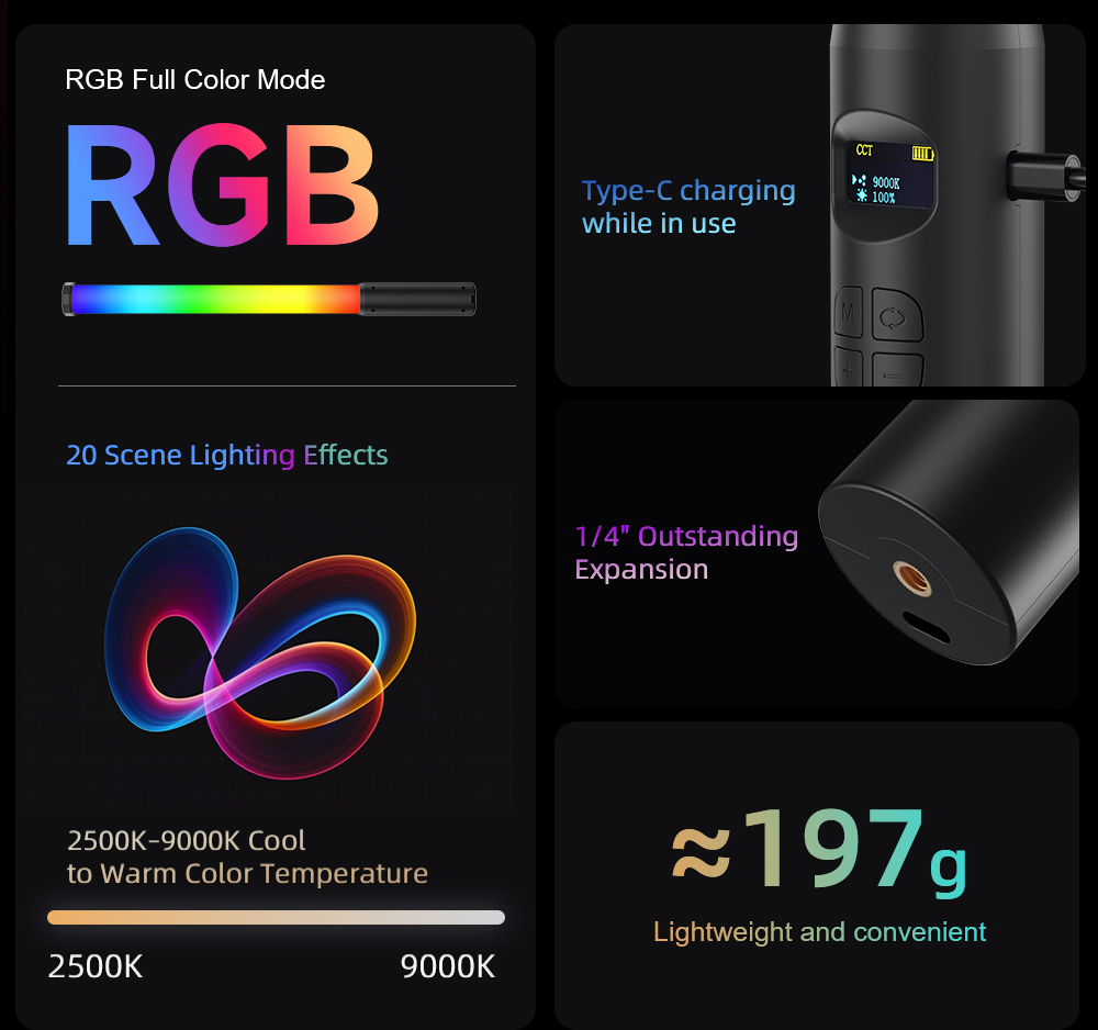 LUXCEO P300 RGB Tube 5W 380LM  - Photography Lighting Wand recension och pris