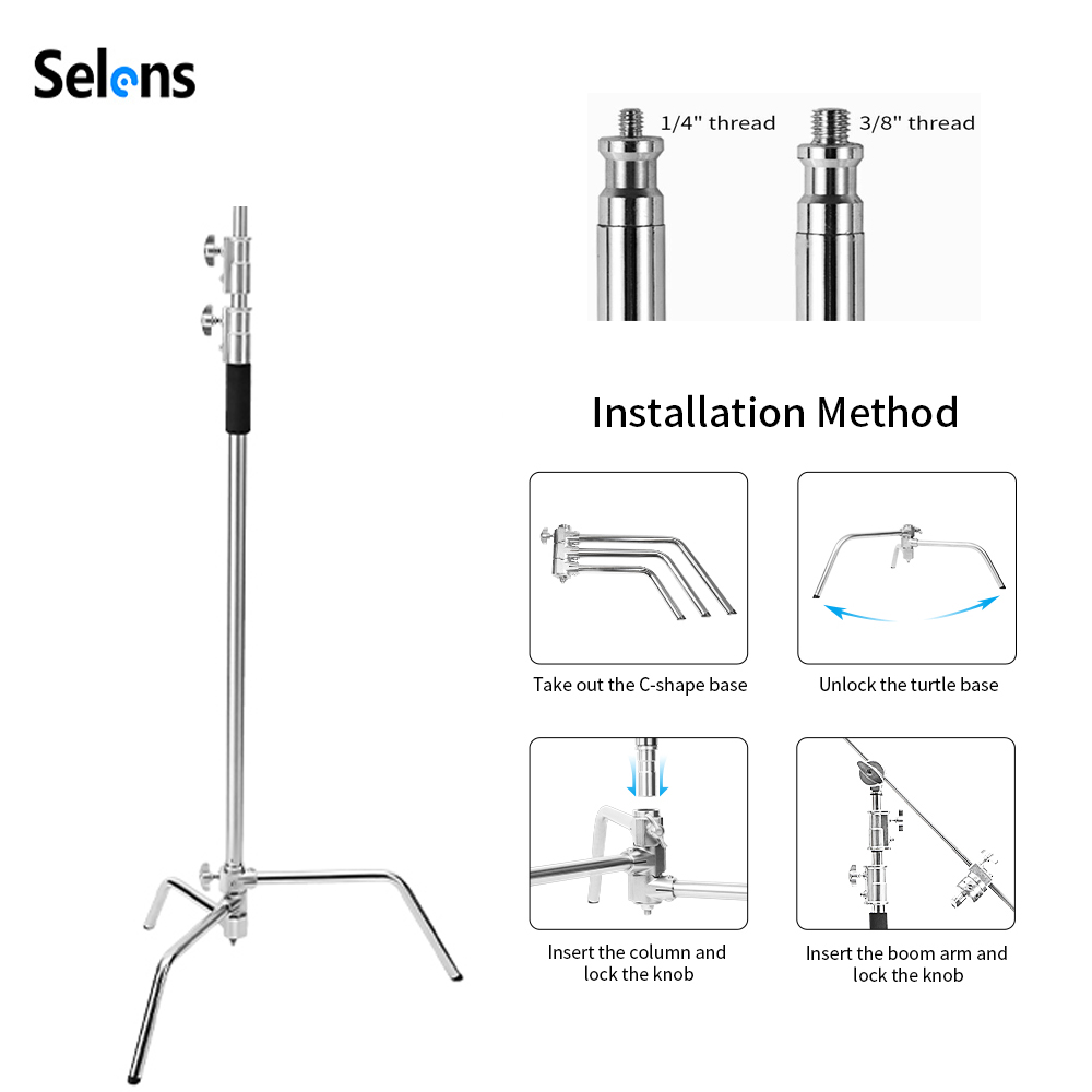 Selens 300cm C-Stand Stainless - Photography Video Lighting Kit recension och pris