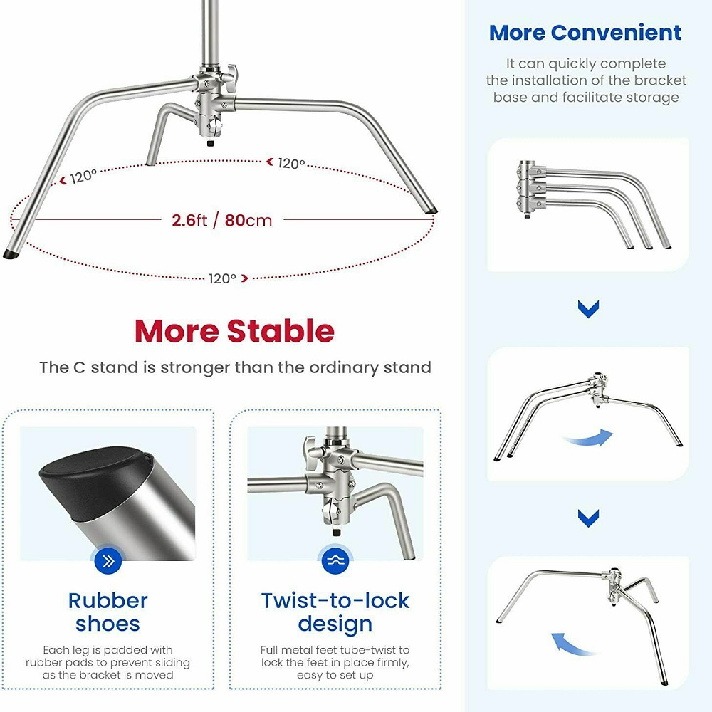 Selens 300cm C-Stand Stainless - Photography Video Lighting Kit recension och pris