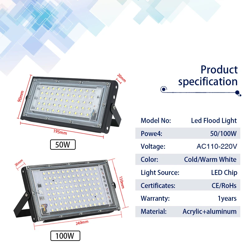 LED Flood Light 50W 100W AC110 - Photography Lighting Uk recension och pris