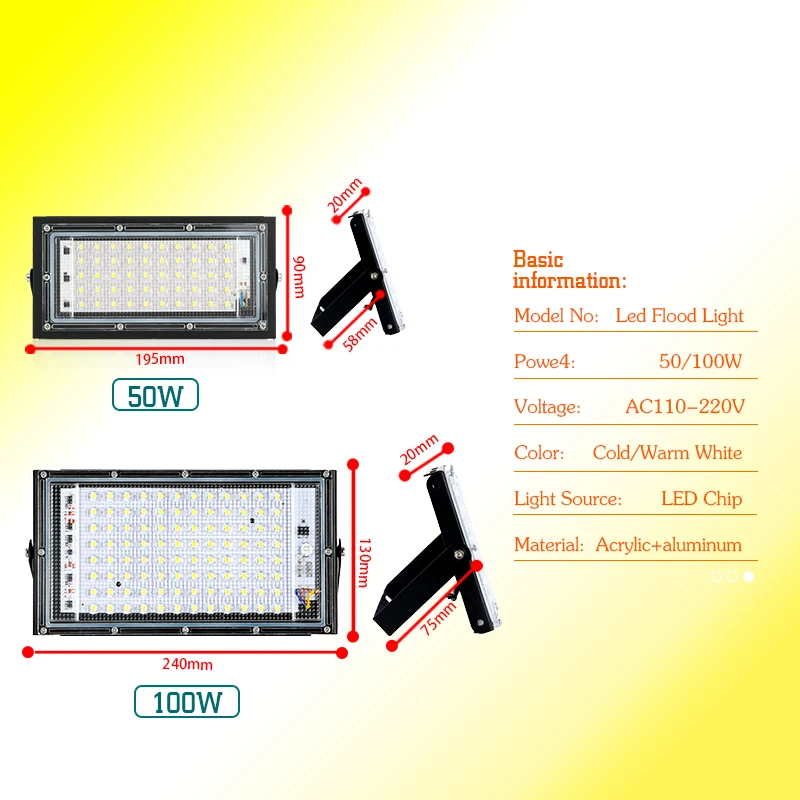 50W 100W Led Flood Light IP65  - Photography Lighting Uk recension och pris
