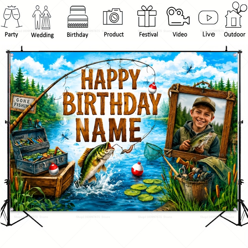 Custom Name Photo fishing-them - Photography Lighting Backdrop recension och pris