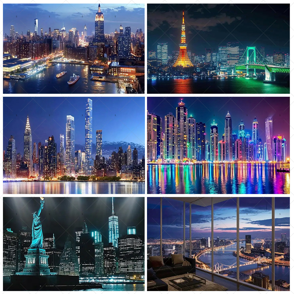 Night View High-Rise Building  - Photography Lighting Backdrop recension och pris
