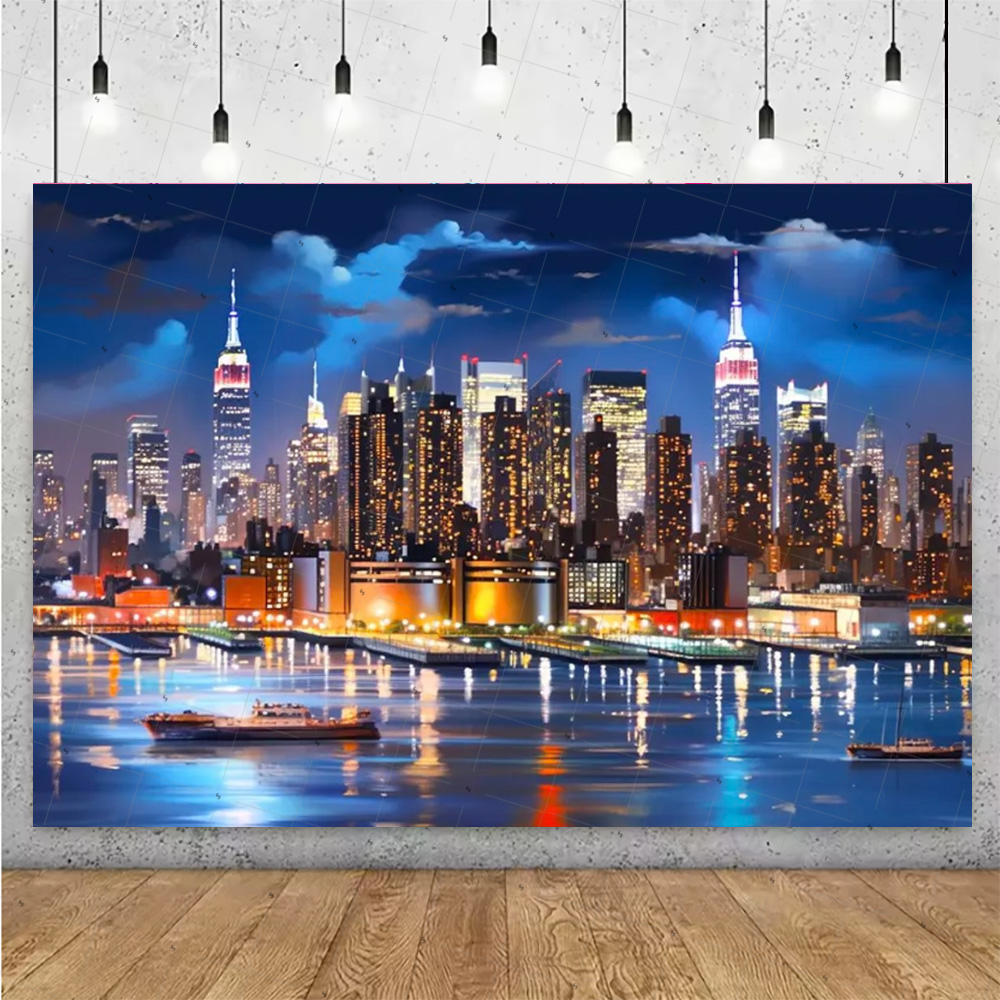 Night View High-Rise Building  - Photography Lighting Backdrop recension och pris